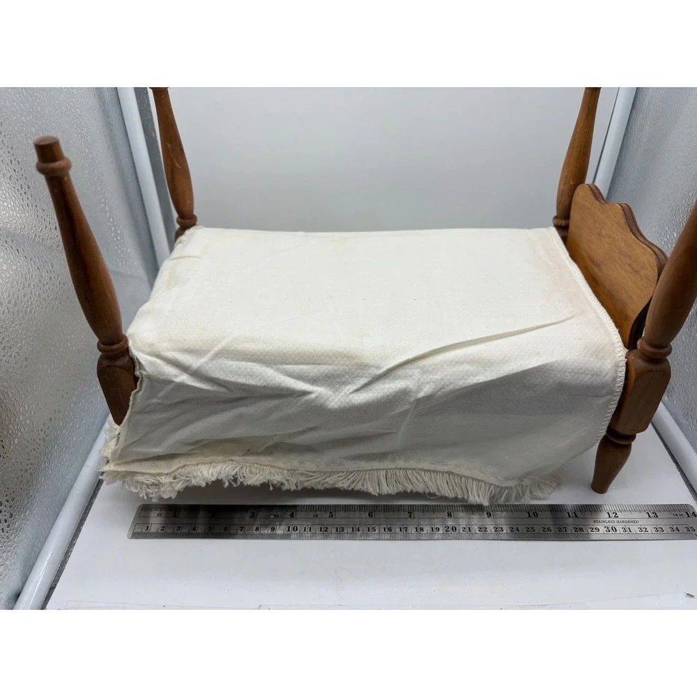 Vtg Hall's Lifetime Toys Wooden Dollhouse Bedroom Set Bed Dresser Table chair